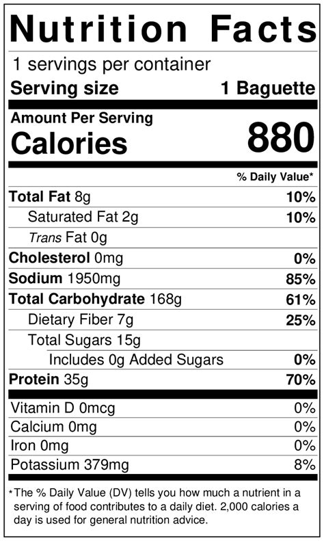 paris baguette nutrition facts